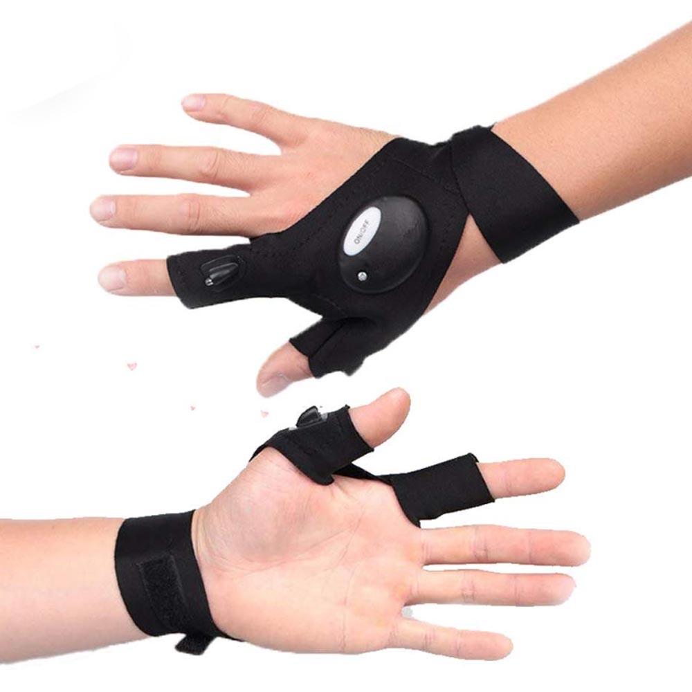 Night Light Waterproof Gloves with LED Flashlight Rescue Tool