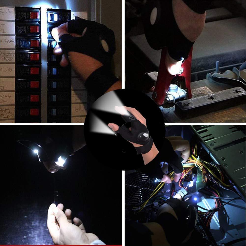 Night Light Waterproof Gloves with LED Flashlight Rescue Tool