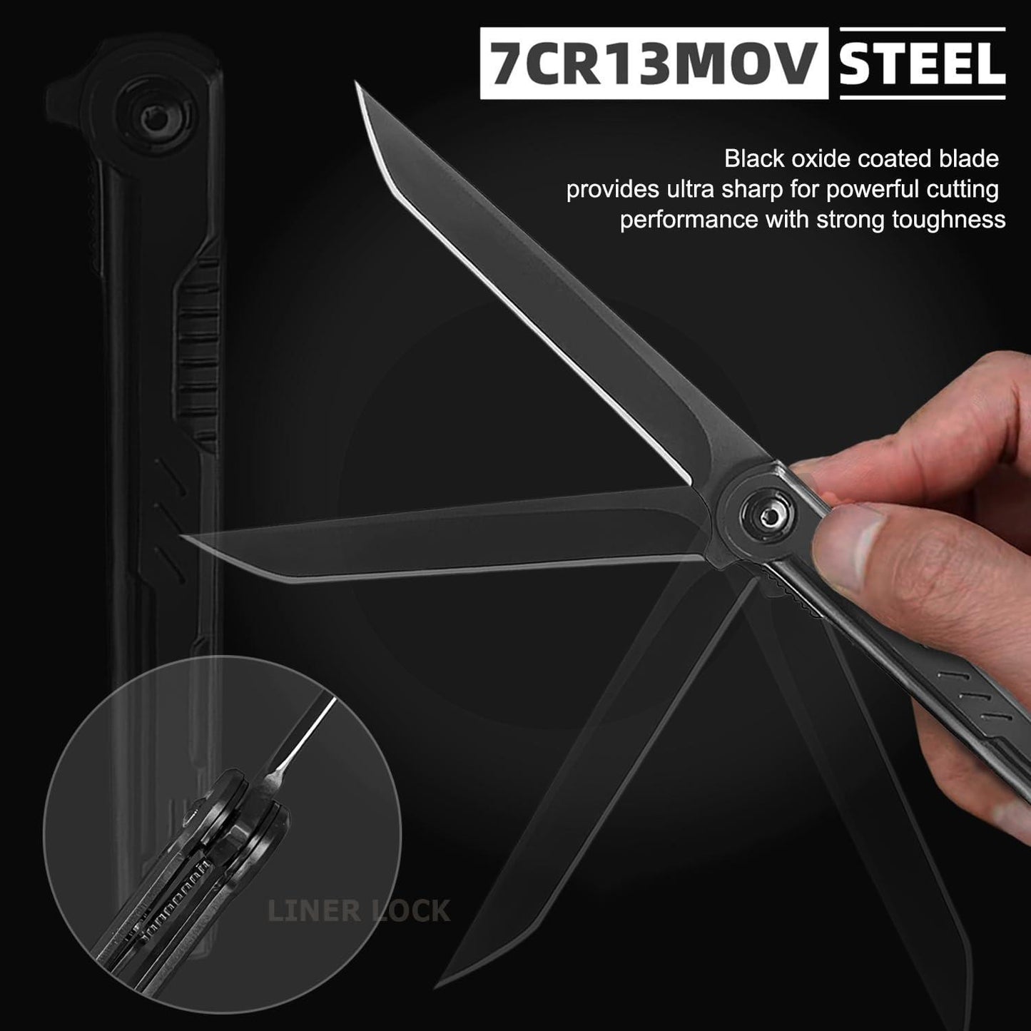 Folding Pocket Knife for Men with Clip EDC Knives with Tanto Blade