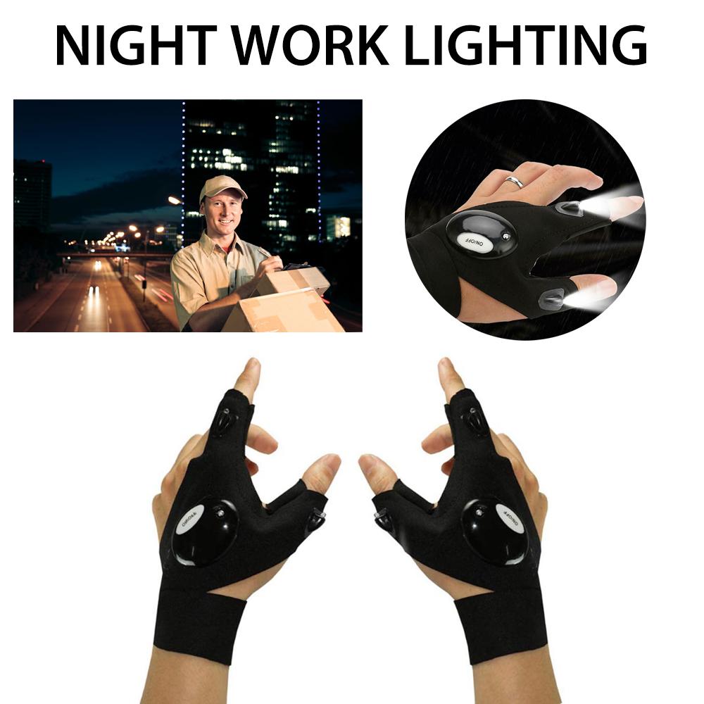 Night Light Waterproof Gloves with LED Flashlight Rescue Tool