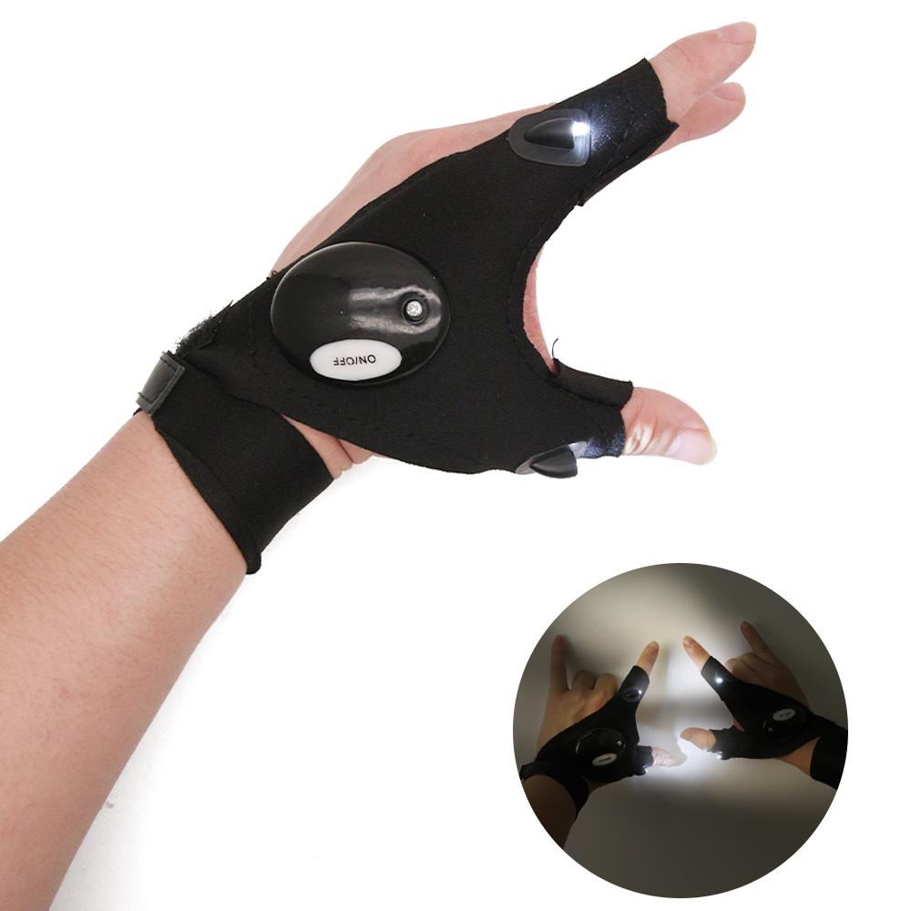 Night Light Waterproof Gloves with LED Flashlight Rescue Tool