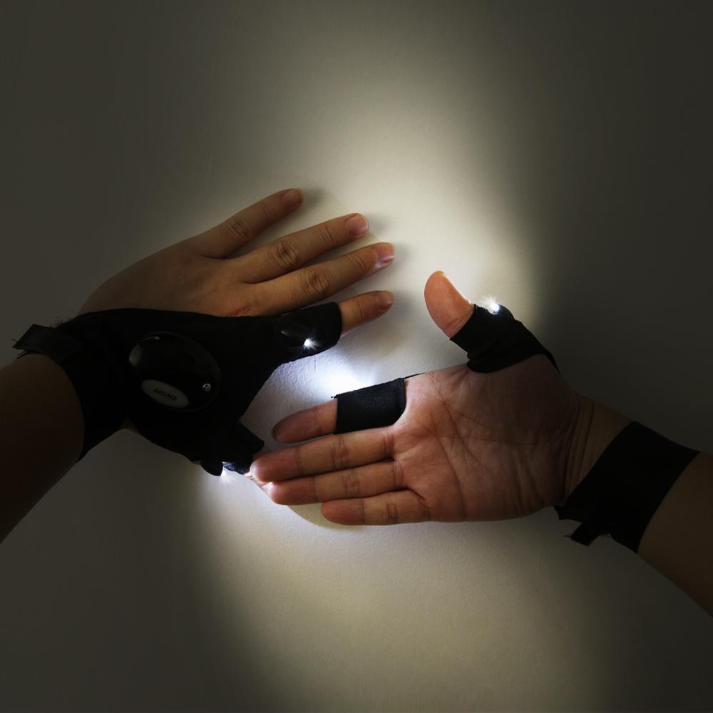 Night Light Waterproof Gloves with LED Flashlight Rescue Tool