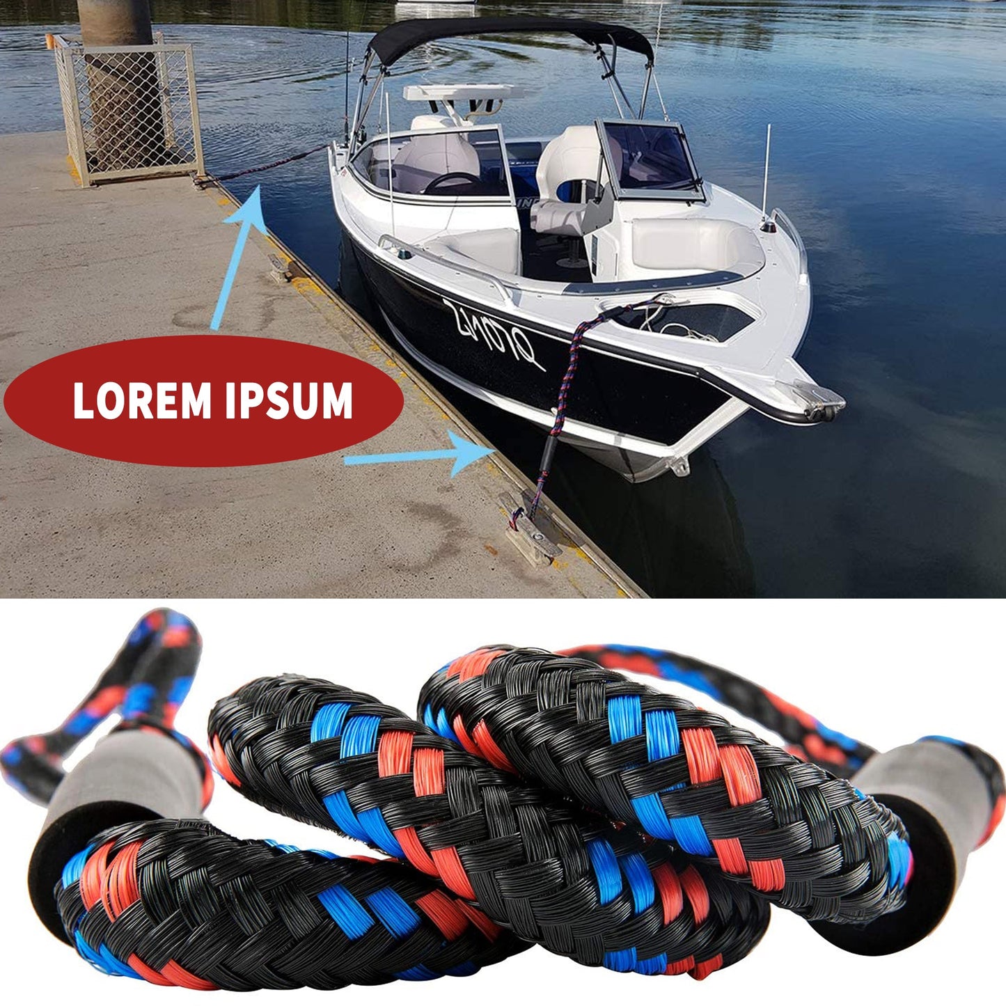 2Pcs 5.5ft Bungee Boat Docking Polyethylene Marine Boat Accessories