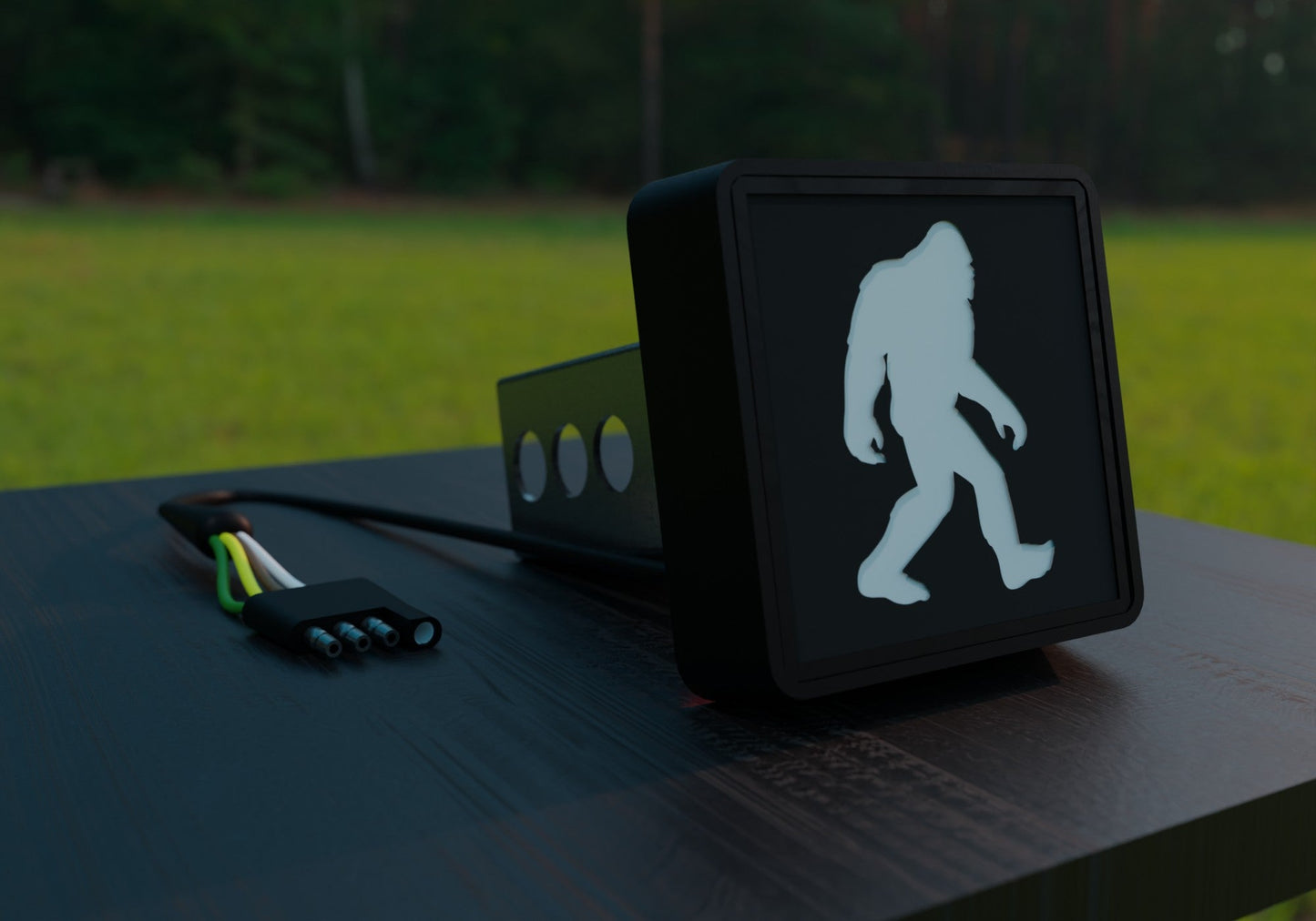 Wildman LED Hitch Cover - Universal 2-inch Receiver Brake Light with Sasquatch Design