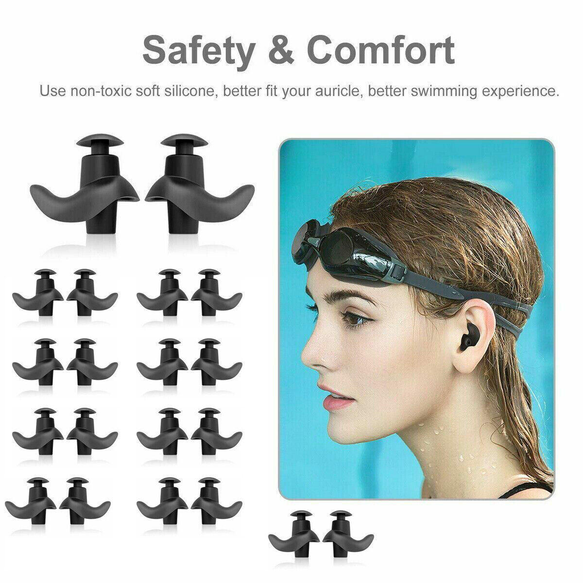 5/10 Pairs Soft Silicone Ear Plugs For Swimming Sleeping Anti Snore