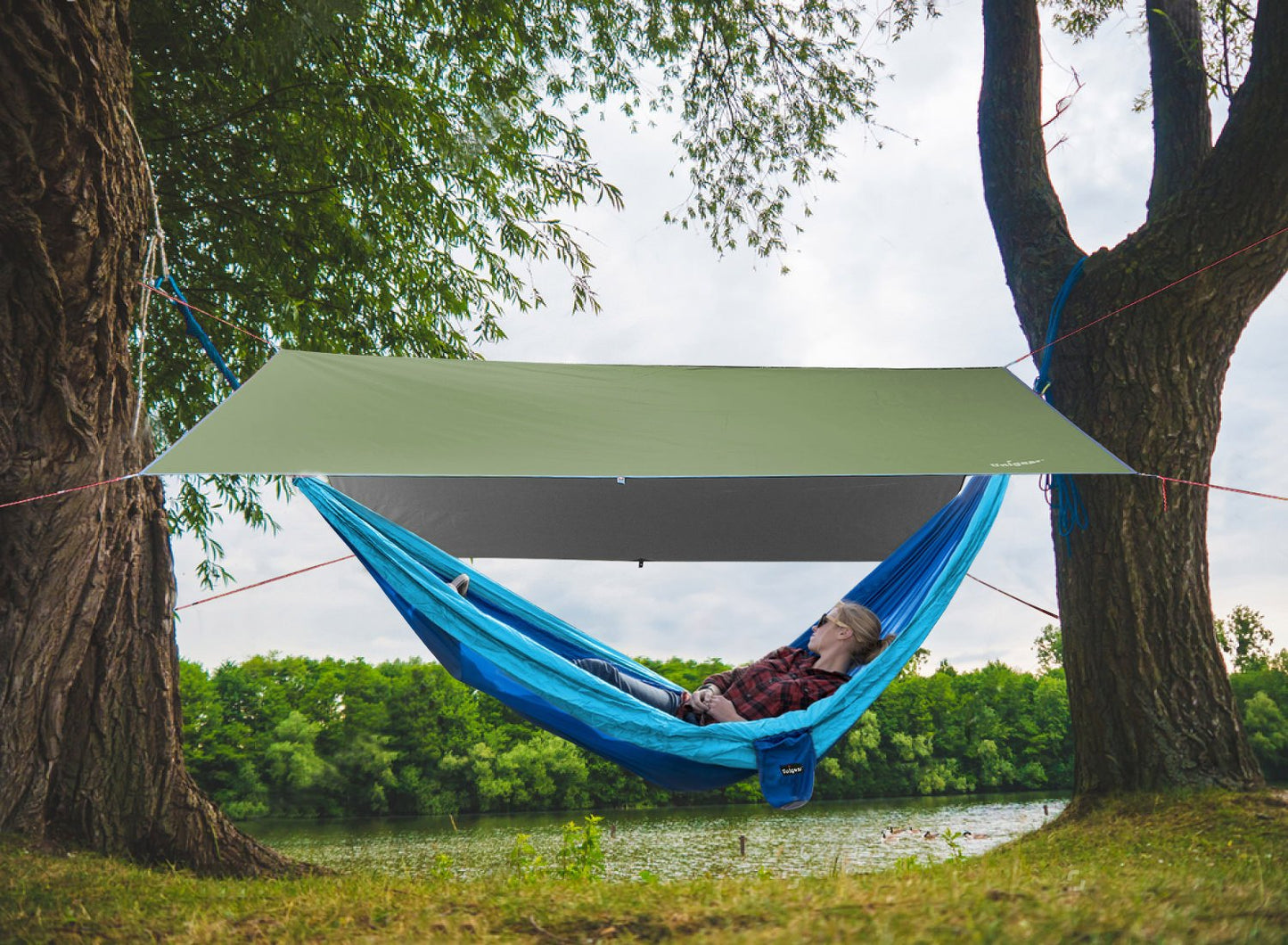 Waterproof Camping Rain Fly Tarp - 10x10ft Hammock Shelter with 210T Ripstop Material