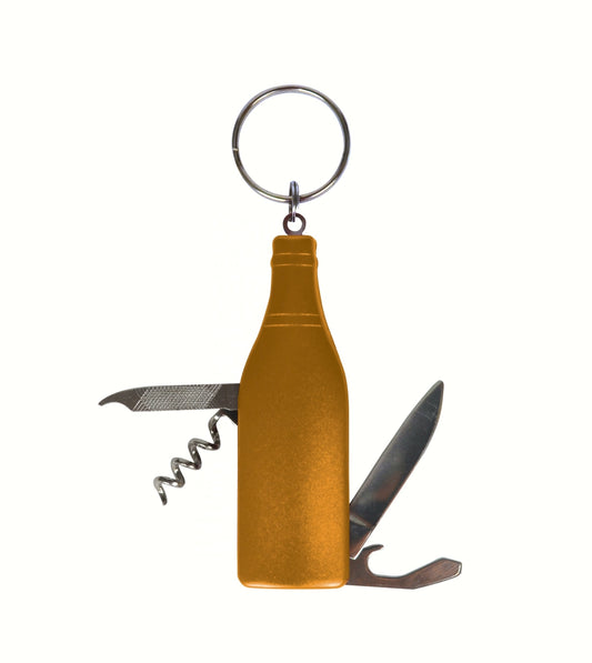 ProBar Multi-Tool Keychain - 6-in-1 Bottle Opener and Utility Tool (Gold)