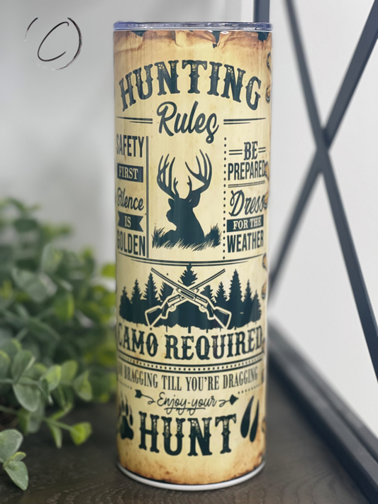 Hunting Rules 20oz Skinny Tumbler - Double-Wall Insulated Stainless Steel Cup