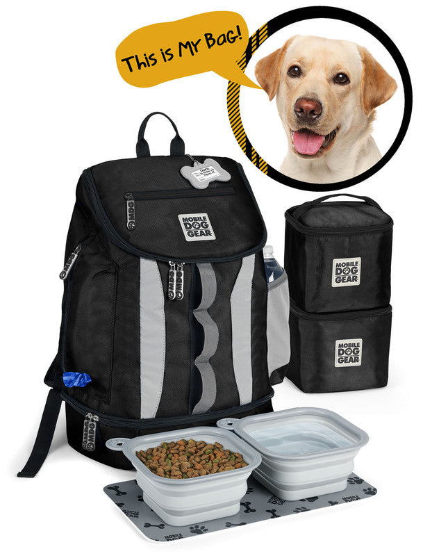 Mobile Dog Gear Week Away Backpack - Premium Pet Travel Organizer with Drop Bottom Storage