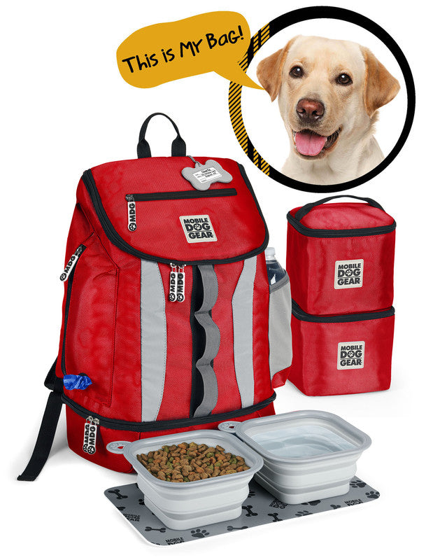 Mobile Dog Gear Week Away Backpack - Premium Pet Travel Organizer with Drop Bottom Storage