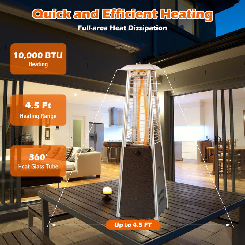 10000 BTU Portable Steel Tabletop Patio Heater with Glass Tube