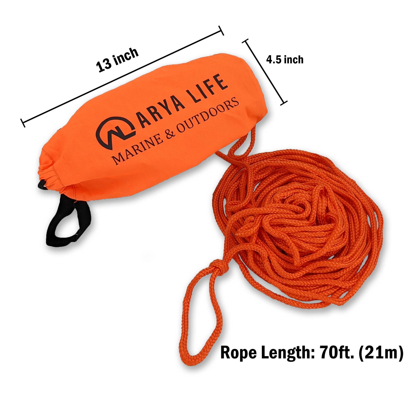 70ft Marine Rescue Throw Rope Bag - High Visibility Emergency Water Safety Equipment