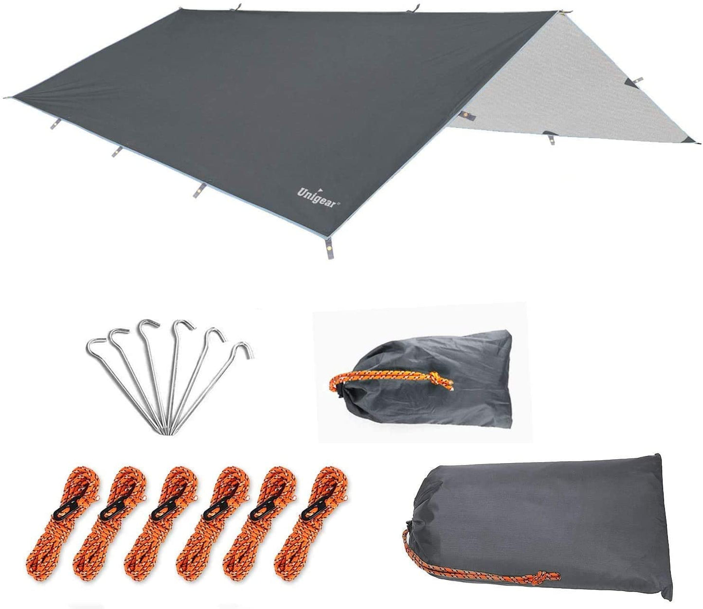 Waterproof Camping Rain Fly Tarp - 10x10ft Hammock Shelter with 210T Ripstop Material