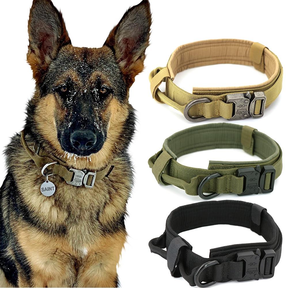 Heavy-Duty Military Tactical Dog Collar - Adjustable Control Handle Training Collar