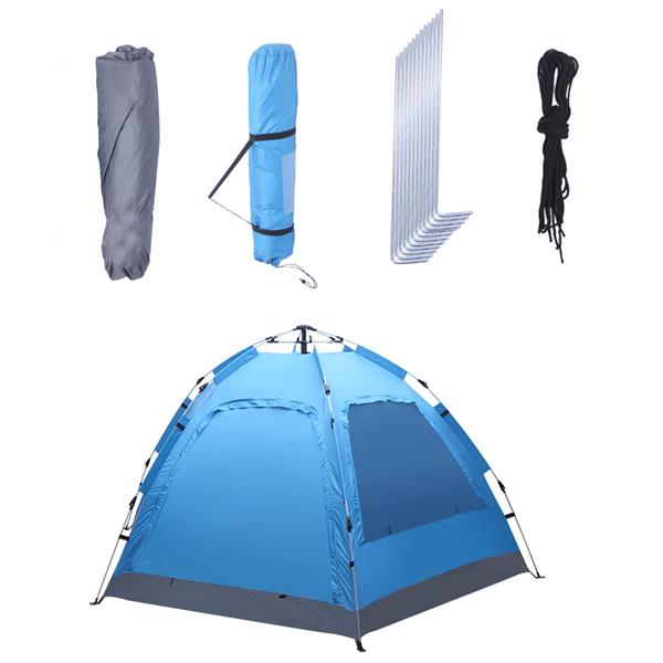 Instant Pop-Up Family Camping Tent - Waterproof 4-Person Automatic Setup with Double Doors