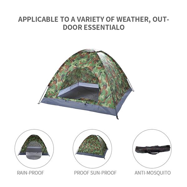 3-4 Person Camouflage Dome Tent - Waterproof Family Camping Shelter (6.56x6.56x4.43ft)