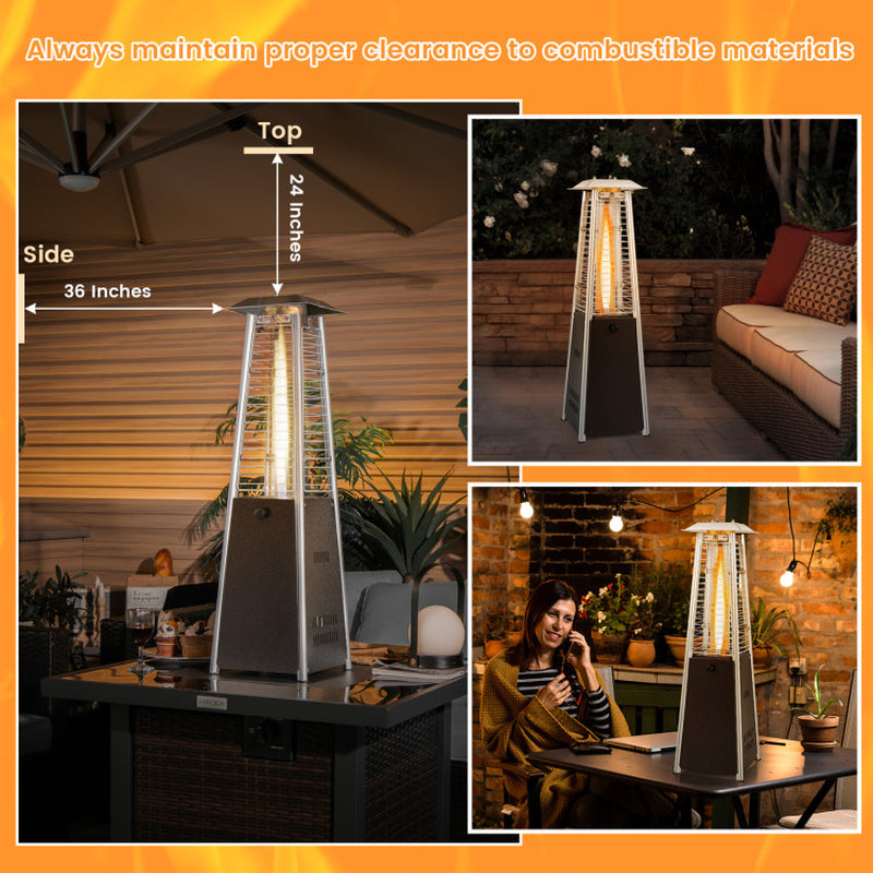 10000 BTU Portable Steel Tabletop Patio Heater with Glass Tube