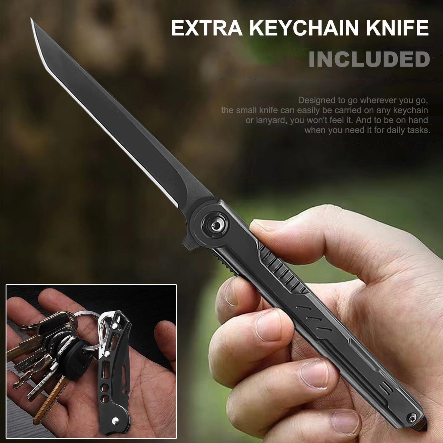 Folding Pocket Knife for Men with Clip EDC Knives with Tanto Blade