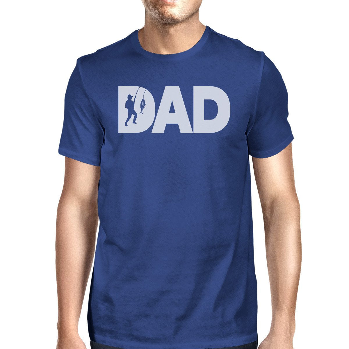 Dad Fish Funny Fishing T-Shirt - Men's Summer Cotton Tee in Ocean Blue