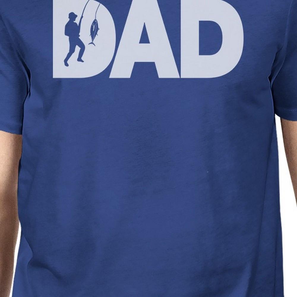 Dad Fish Funny Fishing T-Shirt - Men's Summer Cotton Tee in Ocean Blue