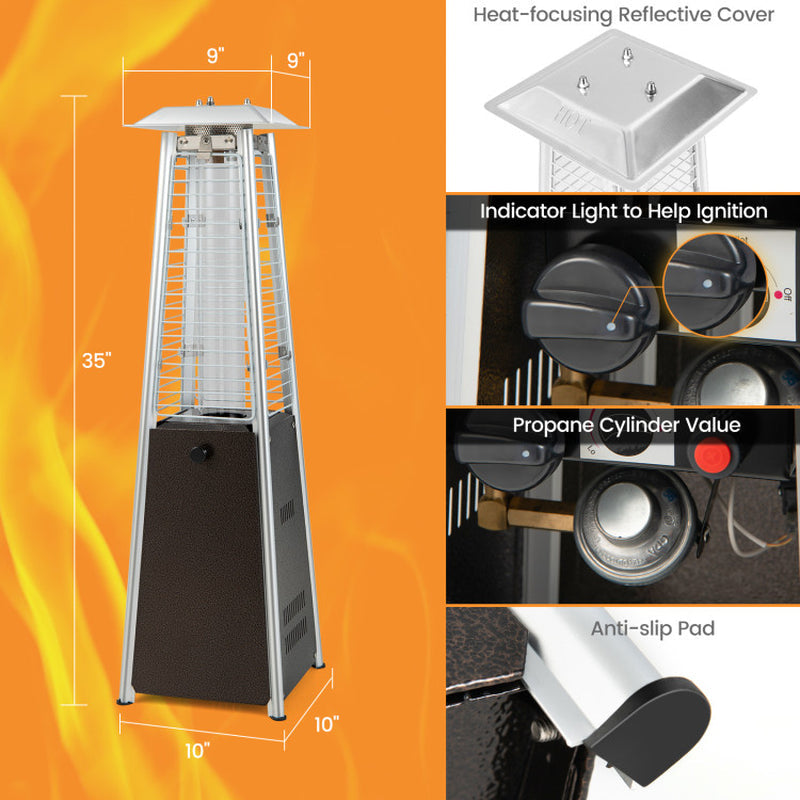 10000 BTU Portable Steel Tabletop Patio Heater with Glass Tube