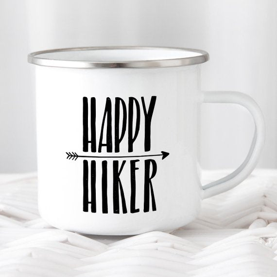 Wanderlust Enamel Camping Mug - Inspirational Hiking Gift with Mountain Design