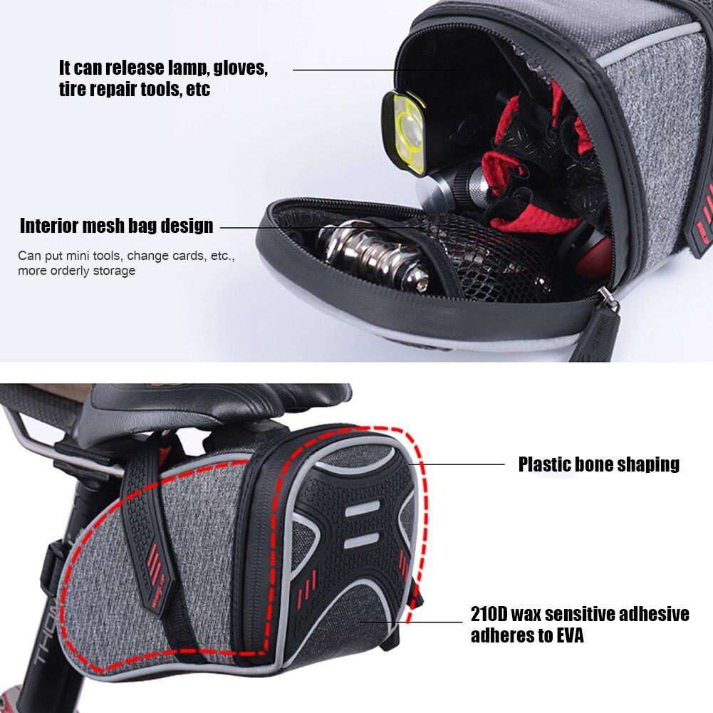 Waterproof MTB Bike Saddle Bag - Reflective Cycling Storage Pouch (7.48" x 4.33")