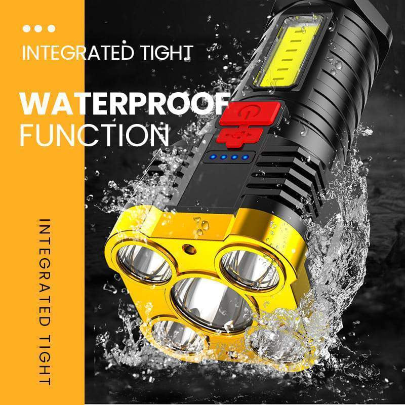 4-Head Ultra Bright LED Camping Flashlight - 100000LM Waterproof Multi-Function Lamp