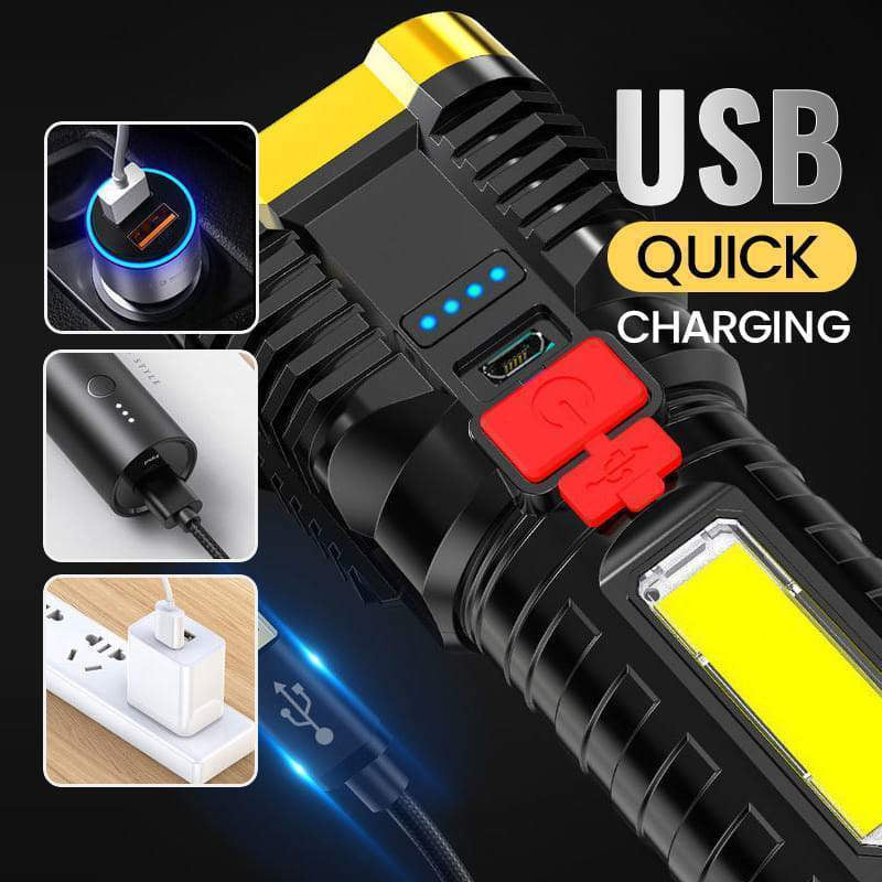 4-Head Ultra Bright LED Camping Flashlight - 100000LM Waterproof Multi-Function Lamp