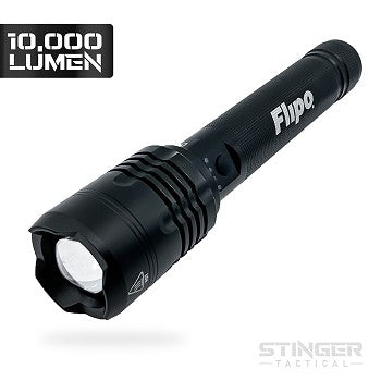 Stinger Pro 10000 Lumen Tactical Flashlight - USB Rechargeable LED Defense Light